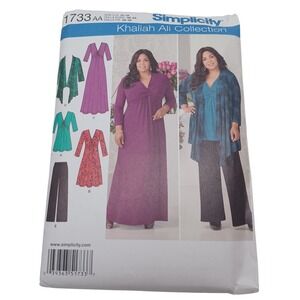 Simplicity 1733 Khaliah Ali Sewing Pattern Dress Tunic Cardigan Pants Size 10-18